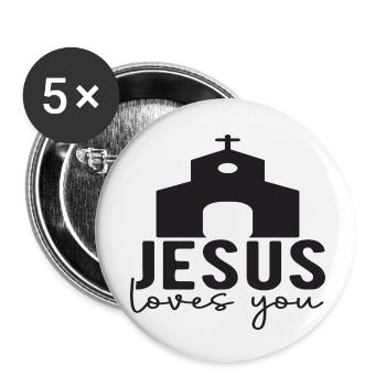 Jesus loves you - Buttons small 1''/25 mm (5-pack) - white - Front