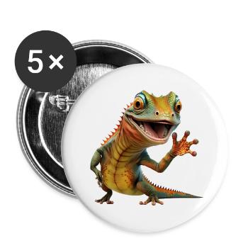 hello lezard - Lot de 5 petits badges (25 mm) - blanc - Devant