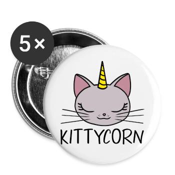 Kittycorn - chat mignon - Lot de 5 petits badges (25 mm) - blanc - Devant