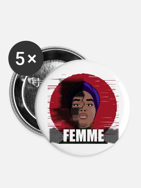 Femme - International Women’s Day - Buttons klein 25 mm (5er Pack) - Weiß