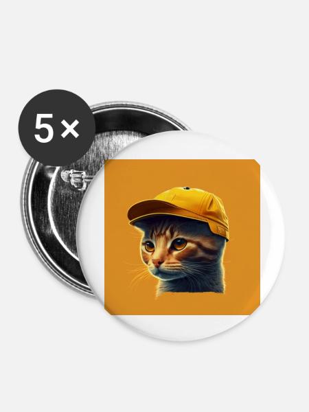 Coole Katze - Buttons klein 25 mm (5er Pack) - Weiß