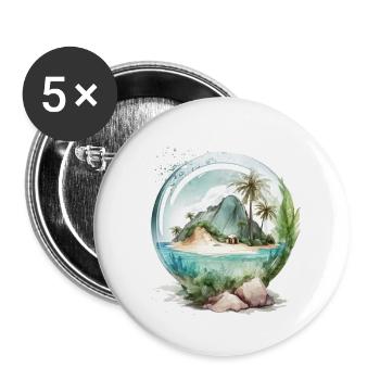 Île tropicale dans un orbe de cristal - Lot de 5 petits badges (25 mm) - blanc - Devant