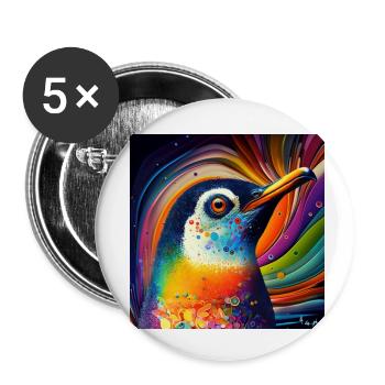 Farbiger Pinguin, einzigartiges Design, - Buttons klein 25 mm (5er Pack) - Weiß - Vorne