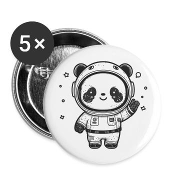 Kawaii Niedlicher Glücklicher Astronaut Panda - Buttons klein 25 mm (5er Pack) - Weiß - Vorne