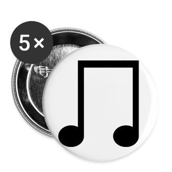 Eighth note symbol to design yourself - Buttons small 1''/25 mm (5-pack) - white - Front