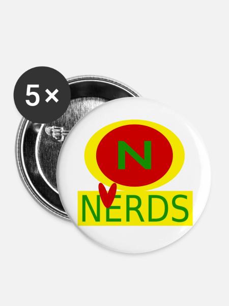 Liebe Nerds - Buttons klein 25 mm (5er Pack) - Weiß