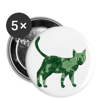 Chat marbré - Chat fantastique - Lot de 5 petits badges (25 mm) - blanc - Devant