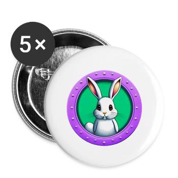 Rabbit plays Easter - Buttons small 1''/25 mm (5-pack) - white - Front