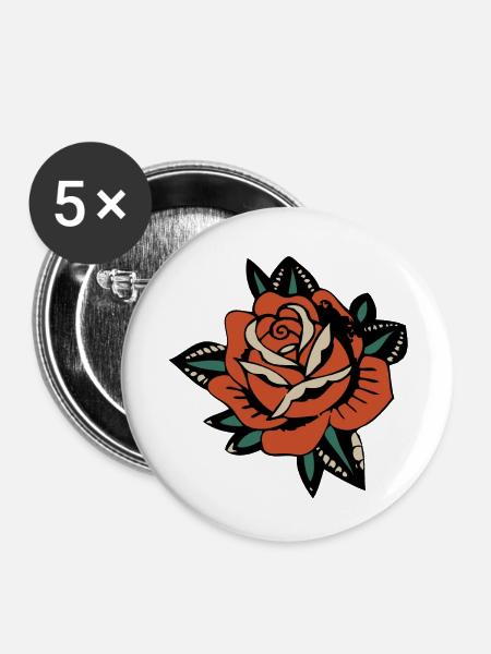 rosa Blütenblatt 403 A - Buttons klein 25 mm (5er Pack) - Weiß