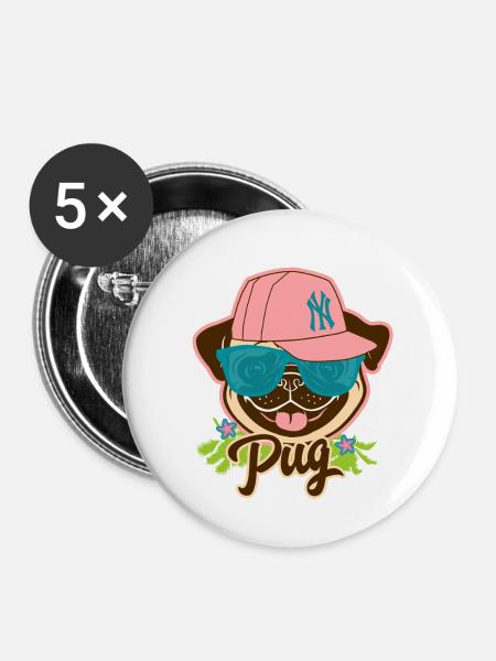 Dog - Buttons klein 25 mm (5er Pack) - Weiß