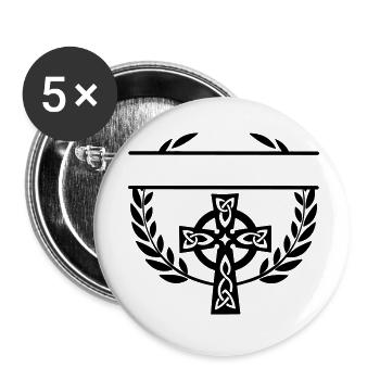 Keltisches Kreuzmonogramm - Buttons klein 25 mm (5er Pack) - Weiß - Vorne
