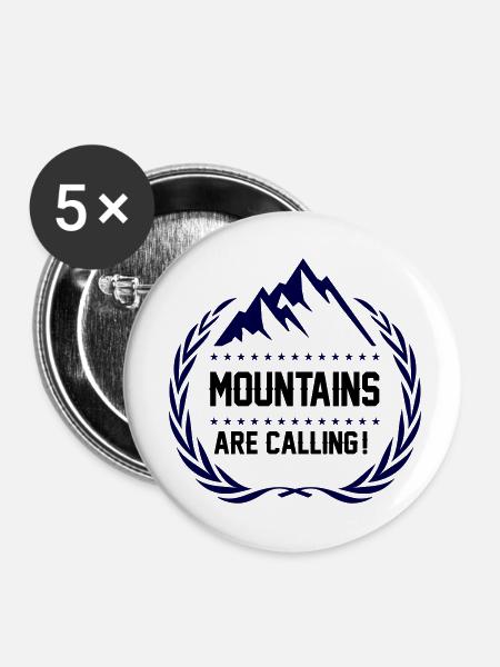 mountains are calling - Buttons klein 25 mm (5er Pack) - Weiß