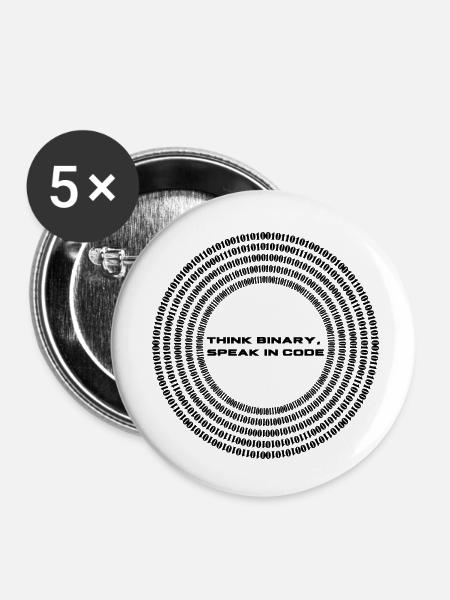 Think binary - speak in code - Buttons klein 25 mm (5er Pack) - Weiß