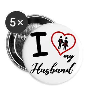 J’aime mon mari - Lot de 5 petits badges (25 mm) - blanc - Devant
