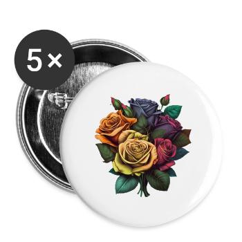 SCHÖNER ROSENSTRAUSS - Buttons klein 25 mm (5er Pack) - Weiß - Vorne