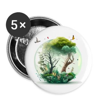 La forêt miniature - Lot de 5 petits badges (25 mm) - blanc - Devant