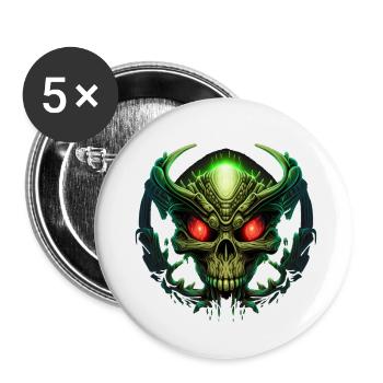 skull alien - Buttons small 1''/25 mm (5-pack) - white - Front