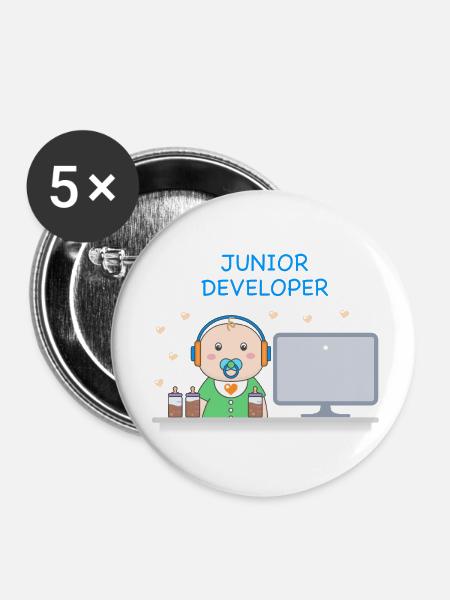Junior Developer - Buttons klein 25 mm (5er Pack) - Weiß