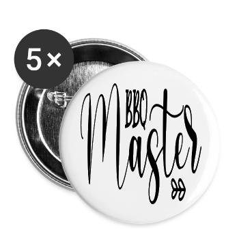 Maître BBQ - Lot de 5 petits badges (25 mm) - blanc - Devant