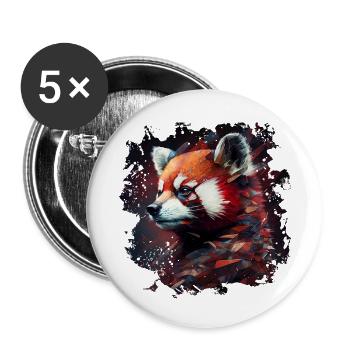 Red Panda Aquarelle Bien-être animal Biodiversité - Lot de 5 petits badges (25 mm) - blanc - Devant
