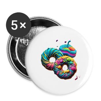 DONUTS MIT GUTER SAHNE - DONUT - Buttons klein 25 mm (5er Pack) - Weiß - Vorne