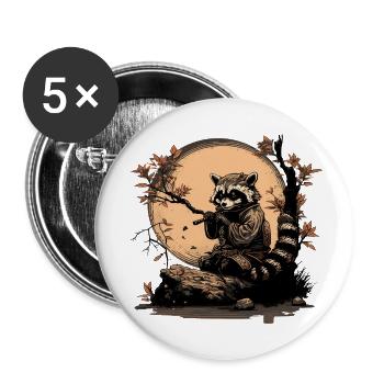 Baka Racoon 5 - Buttons small 1''/25 mm (5-pack) - white - Front