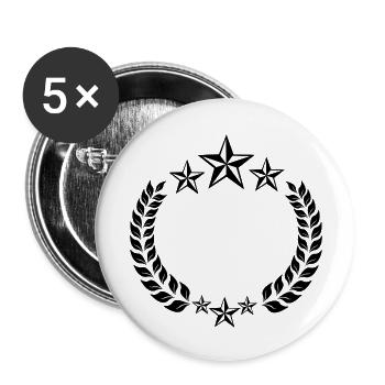 Au-dessous et au-dessus de trois étoiles en couronne de laurier - Lot de 5 petits badges (25 mm) - blanc - Devant