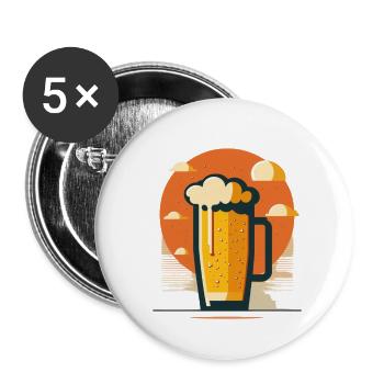 Bière artisanale dans la nature - Lot de 5 petits badges (25 mm) - blanc - Devant