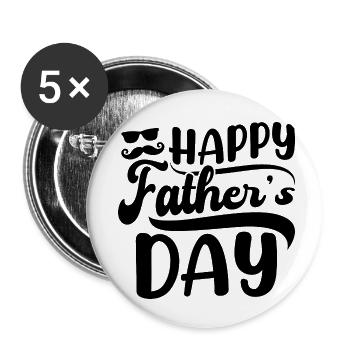 Happy Father´s Day - Buttons klein 25 mm (5er Pack) - Weiß - Vorne