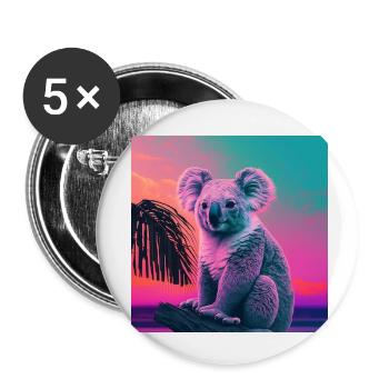 KOALA VAPORWAVE, moderne Kunst, Neon Farben - Buttons klein 25 mm (5er Pack) - Weiß - Vorne