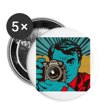 Pop-Art-Fotograf - Buttons klein 25 mm (5er Pack) - Weiß - Vorne