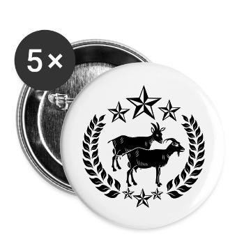 Two black goats in laurel wreath - Buttons small 1''/25 mm (5-pack) - white - Front