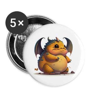dragon - Lot de 5 petits badges (25 mm) - blanc - Devant