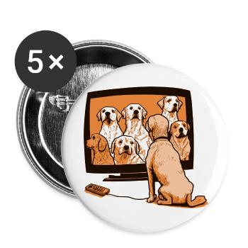 Ce chien aime regarder la télévision à la télévision - Lot de 5 petits badges (25 mm) - blanc - Devant