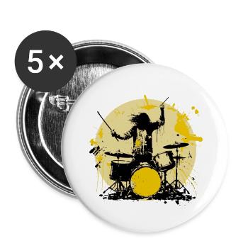 Drummer crazy yellow - Buttons klein 25 mm (5er Pack) - Weiß - Vorne