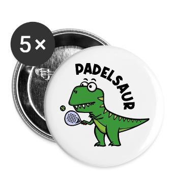 Padel Schläger Spieler Ball Dinosaurier Spruch - Buttons klein 25 mm (5er Pack) - Weiß - Vorne