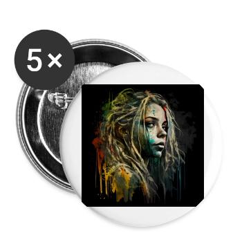 Face woman dreadlocks n°4 - Buttons small 1''/25 mm (5-pack) - white - Front