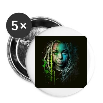 Face woman dreadlocks n°6 - Buttons small 1''/25 mm (5-pack) - white - Front