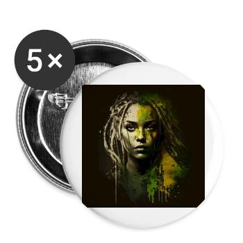 Face woman dreadlocks n°11 - Buttons small 1''/25 mm (5-pack) - white - Front