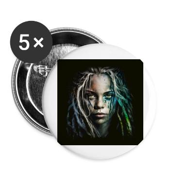 Face woman dreadlocks n°5 - Buttons small 1''/25 mm (5-pack) - white - Front
