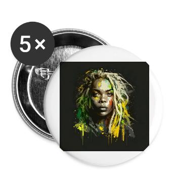 Face woman dreadlocks n°2 - Buttons small 1''/25 mm (5-pack) - white - Front