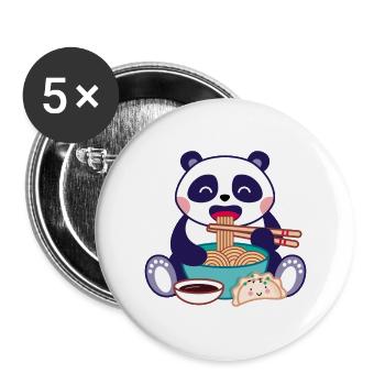 Panda à la soupe de ramen - Lot de 5 petits badges (25 mm) - blanc - Devant