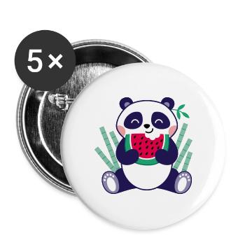 Panda à la pastèque - Lot de 5 petits badges (25 mm) - blanc - Devant