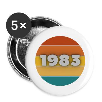 anniversaire 40 ans, 40 ans, vintage - Lot de 5 petits badges (25 mm) - blanc - Devant