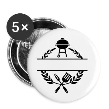 BBQ-Monogramm - Buttons klein 25 mm (5er Pack) - Weiß - Vorne