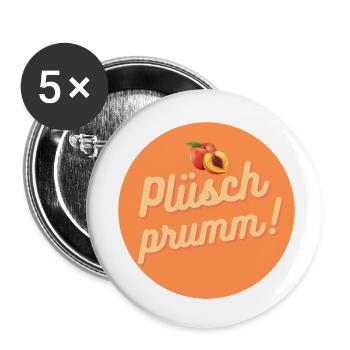 Plüschprumm - Pfirsich Kölsch Köln Kölle Rheinland - Buttons klein 25 mm (5er Pack) - Weiß - Vorne