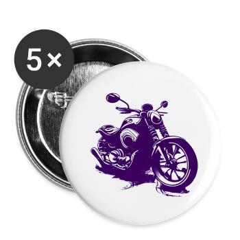 Motorradfan Motorrad Motorcross Motorradfahrer - Buttons klein 25 mm (5er Pack) - Weiß - Vorne