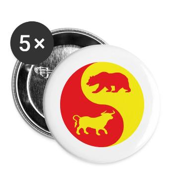 Yin Yang Stier und Roter und Gelber Bär - Buttons klein 25 mm (5er Pack) - Weiß - Vorne