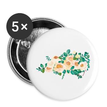 Aquarell Blumen - Buttons klein 25 mm (5er Pack) - Weiß - Vorne