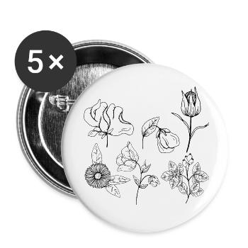 Minimalistische Blumengruppe - Buttons klein 25 mm (5er Pack) - Weiß - Vorne